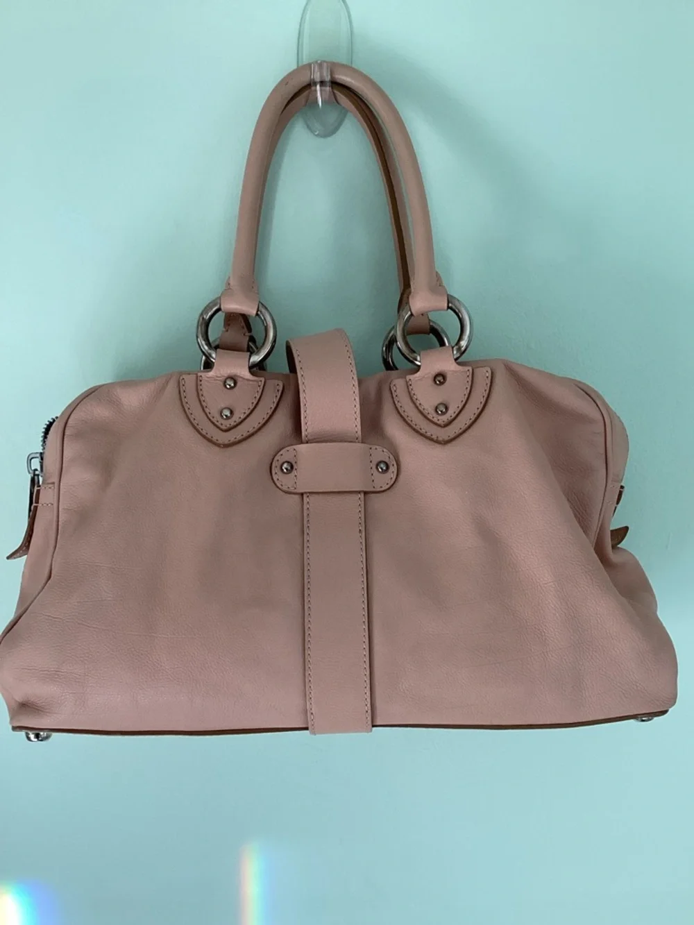 VTG Marc Jacobs Large Leather Shoulder Bag Dusty Rose Y2K - Picture 5 of 16